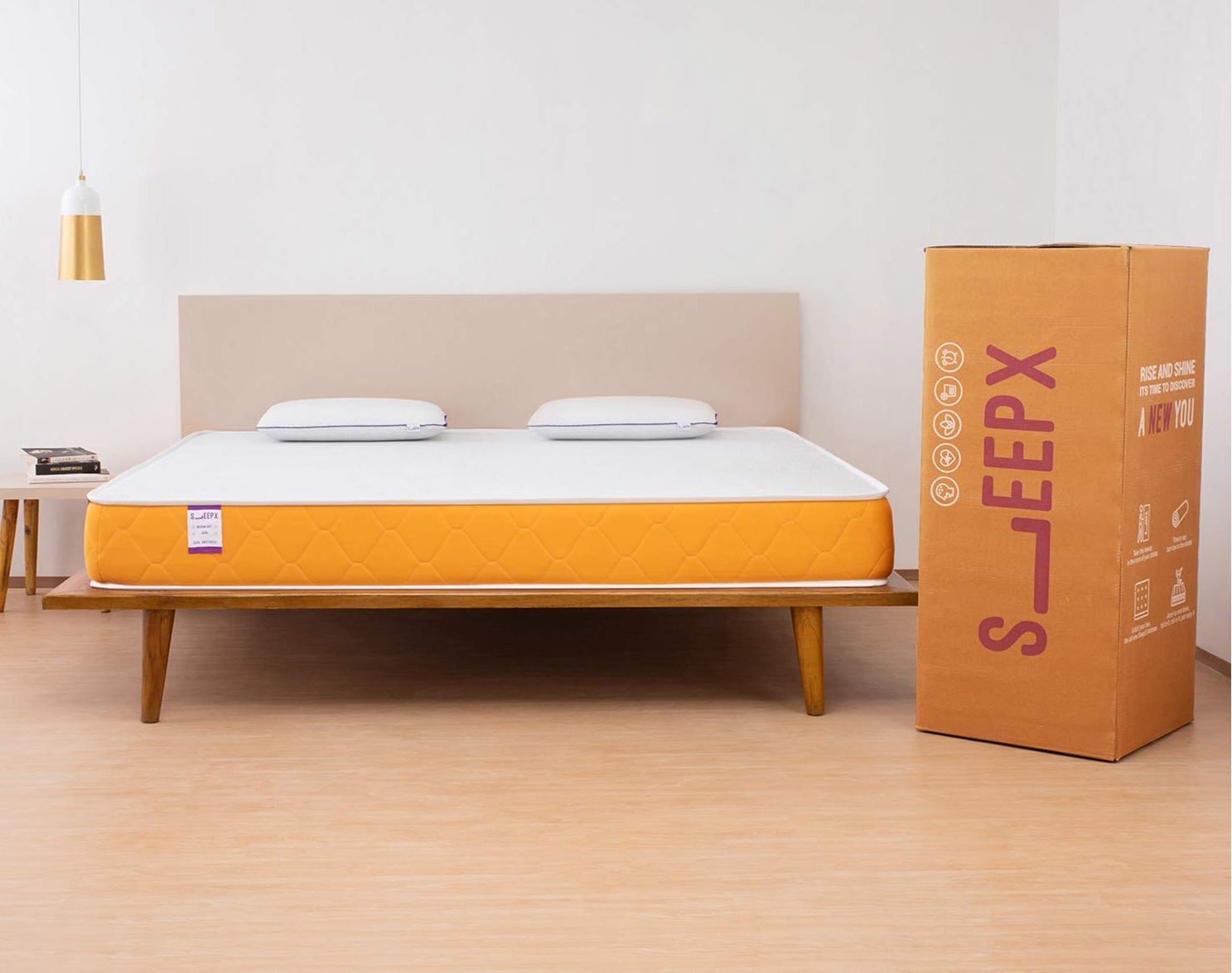 SleepX Dual Comfort Mattress - Medium Soft & Hard - King Bed Size (Orange, 78x72x5)